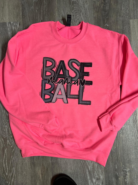 RTS Baseball Mama Safety Pink Crew