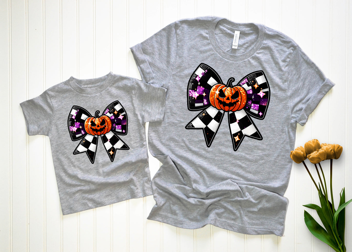 Checkered bow w/Pumpkin (Adult)