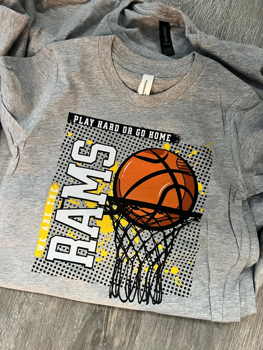 RTS Rams Basketall Gray Tee