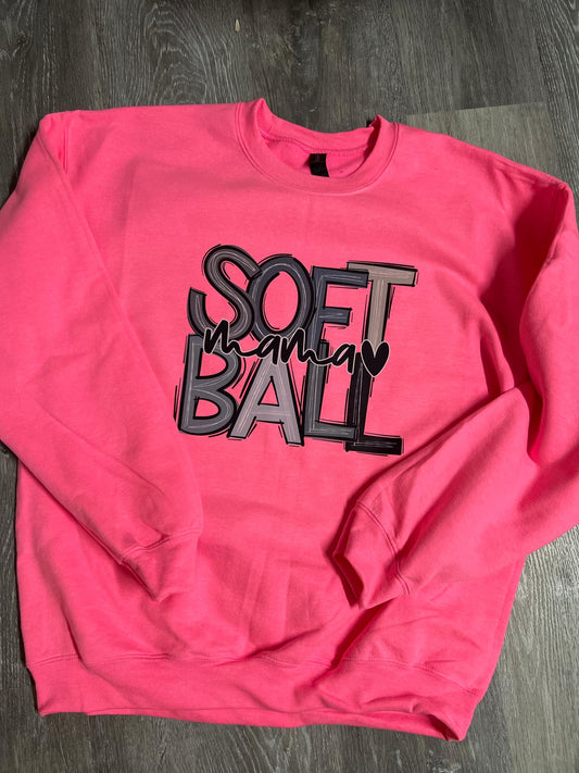 RTS Softball Mama Safety Pink Crew