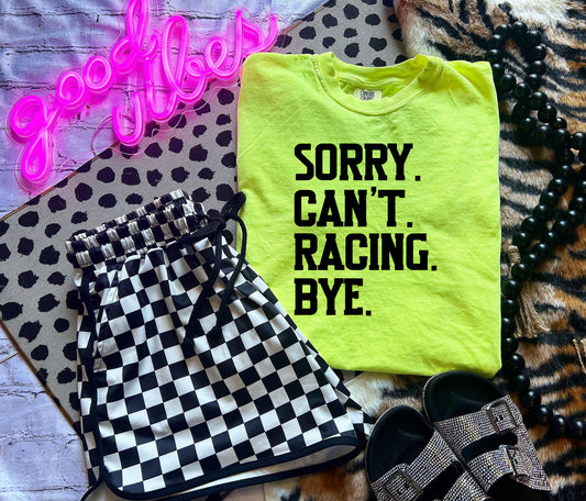 Sorry. Can't. Racing. Bye. (Adult)