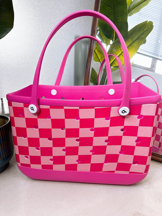 Pink Checkered Silicone LARGE Bag